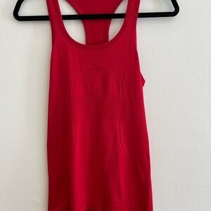 Lululemon red swiftly razor back tank top size 4